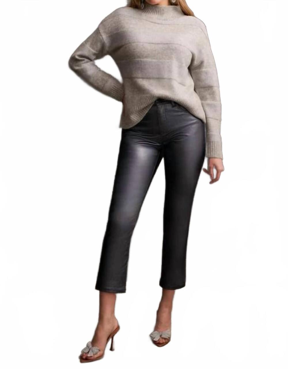 NEW TRIBAL shiny long sleeve mock neck sweater in grey mix
